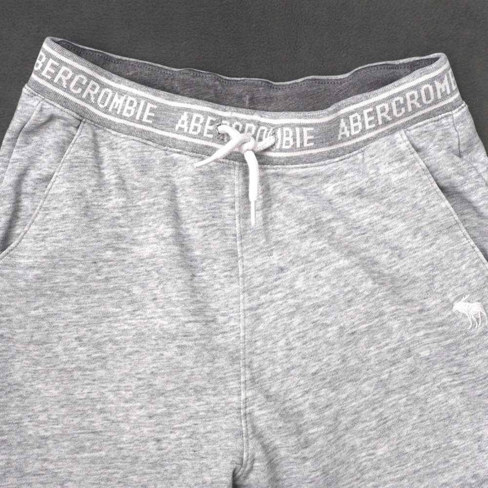 Abercrombie Kids Jogger Pants Kids 15/16 Grey Logo Waistband Fleece Sweatpants - Picture 2 of 11